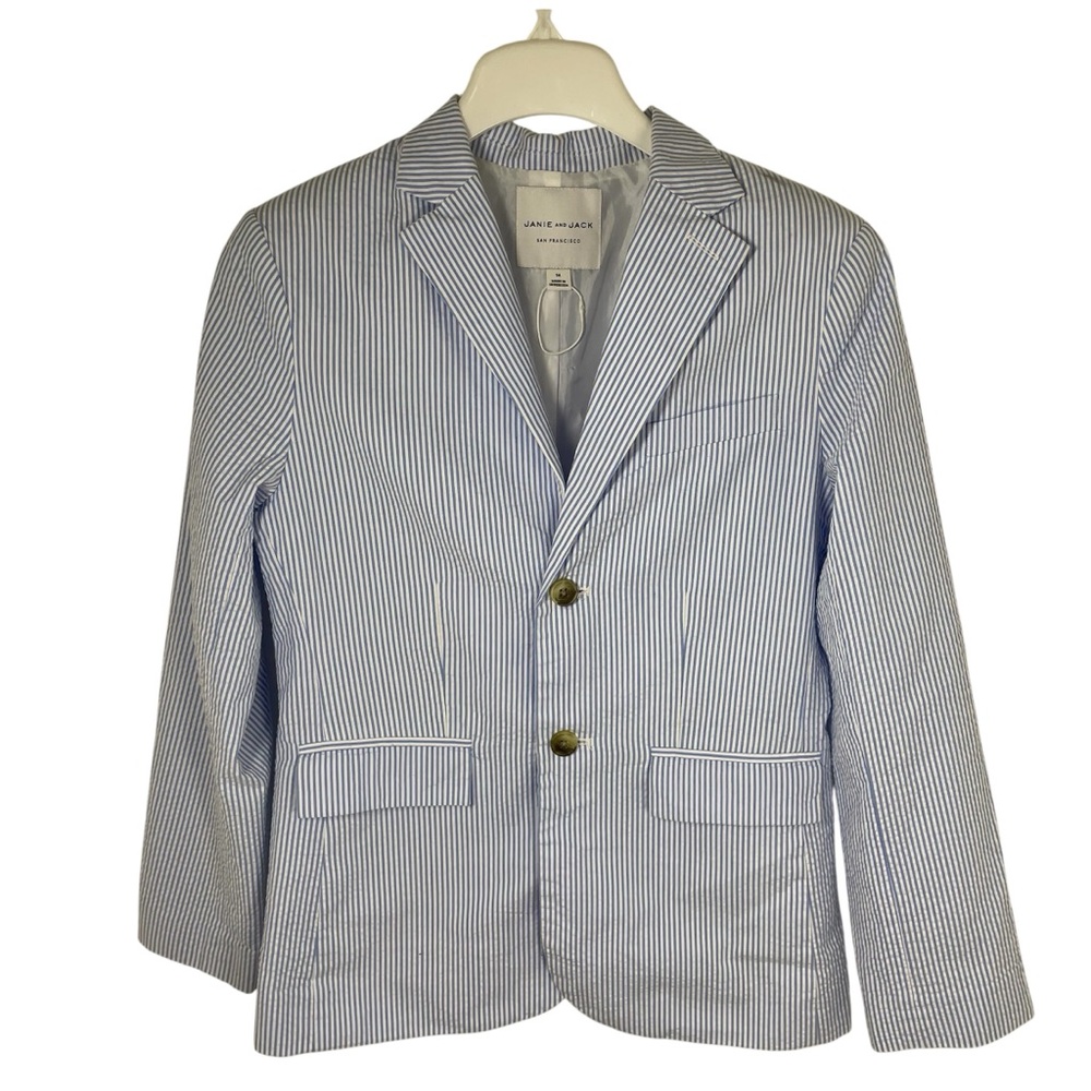 Janie and Jack The Striped Seersucker Blazer, 14